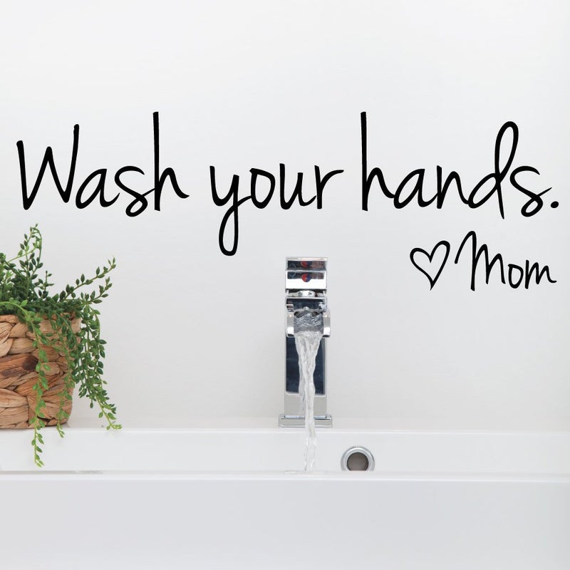Kaariss DIY Wash Your Hands Love Mom Quote Bathroom Wall Stickers Waterproof Art Vinyl Decal Bathroom Wall Decor - Image 3